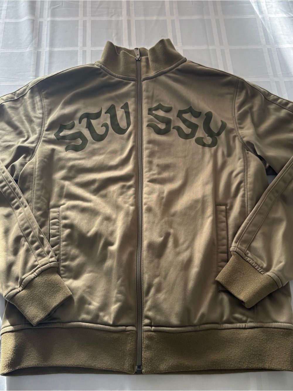 Vtg Stussy Mens Outdoor Gear Zip Up Small Green Olive Faded Logo Bomber rare